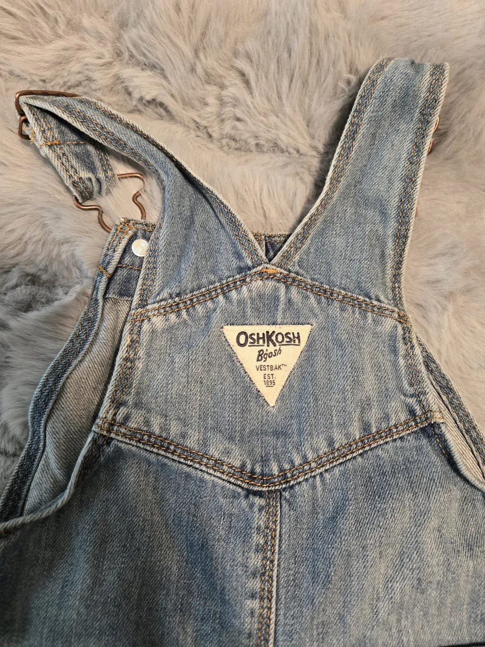 OshKosh B'gosh Embroidered Floral Heart Denim Overalls 24M Girl